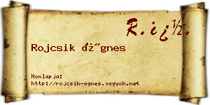 Rojcsik Ágnes névjegykártya